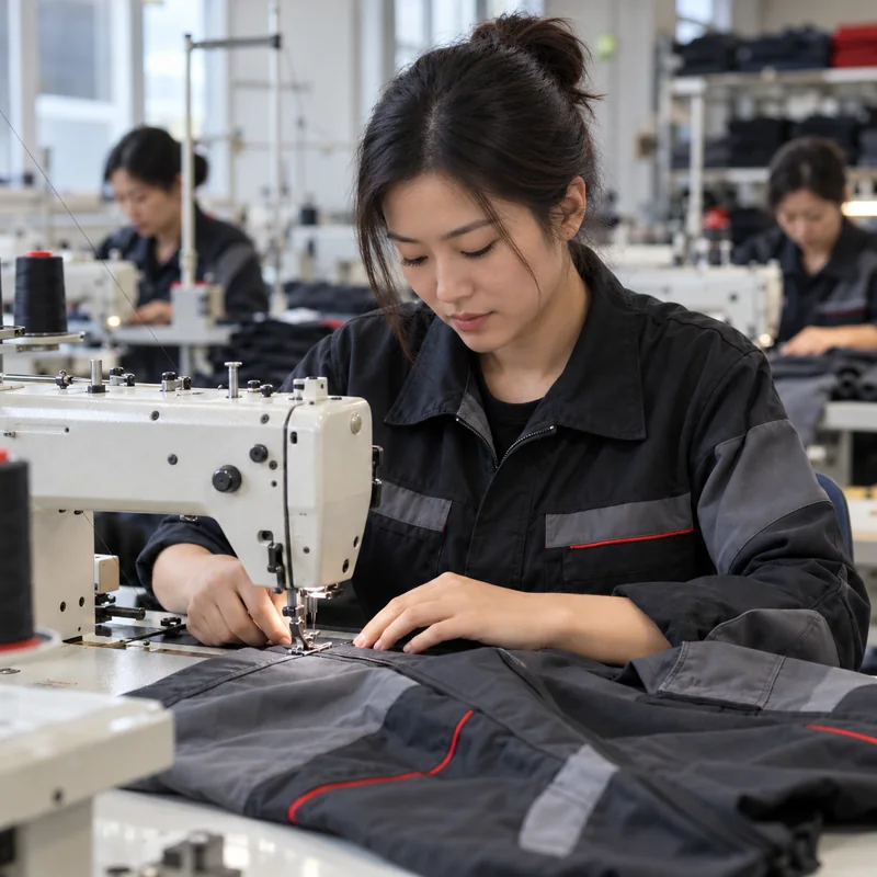 Illustrative industrial garment sewing process